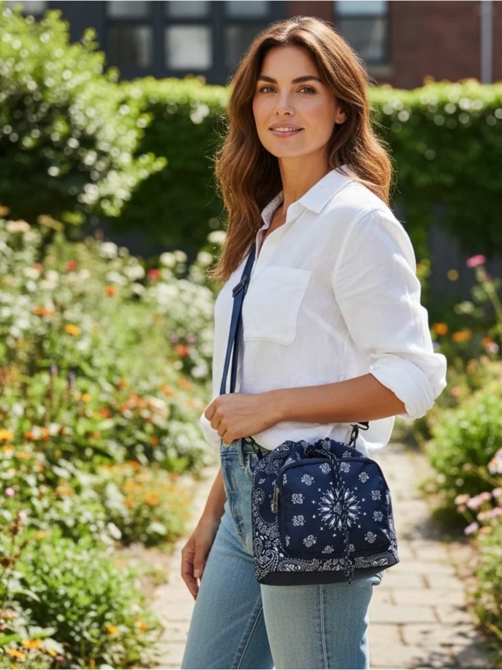 NWOT Haute Shore Harley Navy Bandana Convertible Bucket Bag | Crossbody Backpack